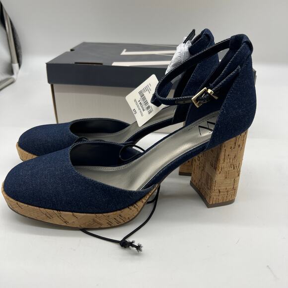 Worthington Womens Panama Block Heel Pumps Denim Size 9M - Picture 6 of 10